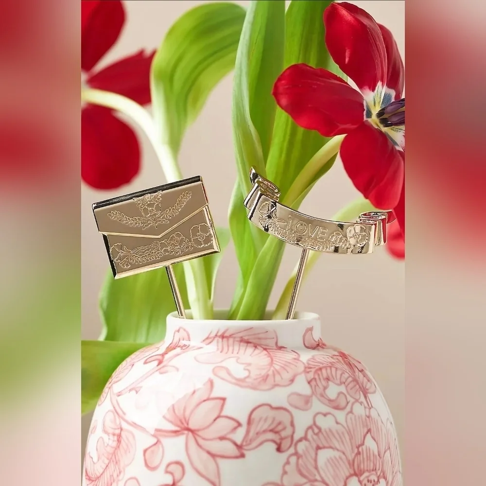 Anthropologie Love Notes Metal Bouquet and Plant Pot Picks, NIB.
